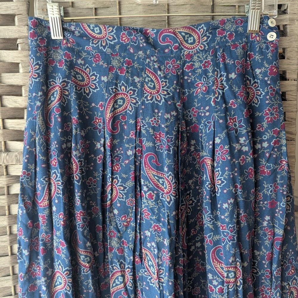 Vtg 90s Liz Claiborne Midi Skirt Blue Paisley Floral Rayon Sz 12 *NEEDS REPAIR - Picture 9 of 9